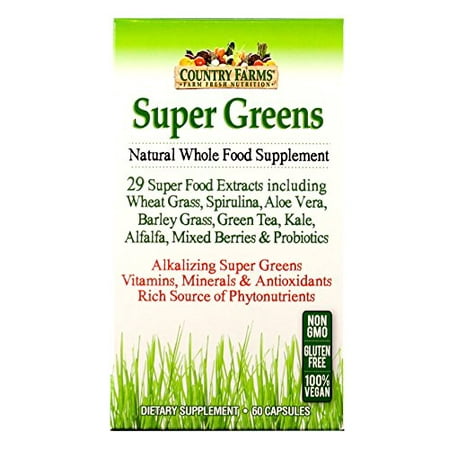 3 Pack Country Farms Super Greens Veggies health and digestion 60 Capsules