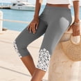 thumbnail image 5 of felwors Women's Capri Leggings Summer Floral Lace Trim Cropped High Waist Stretchy Soft Casual Yoga Workout Beach Tights Pants Grey for Size XL, 5 of 8