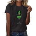 thumbnail image 4 of Uootdi T Shirts for Women Short Sleeve Crewneck Green Glitter Print St. Patrick's Day Casual Daily Soft Comfy Tees Gift, 4 of 5