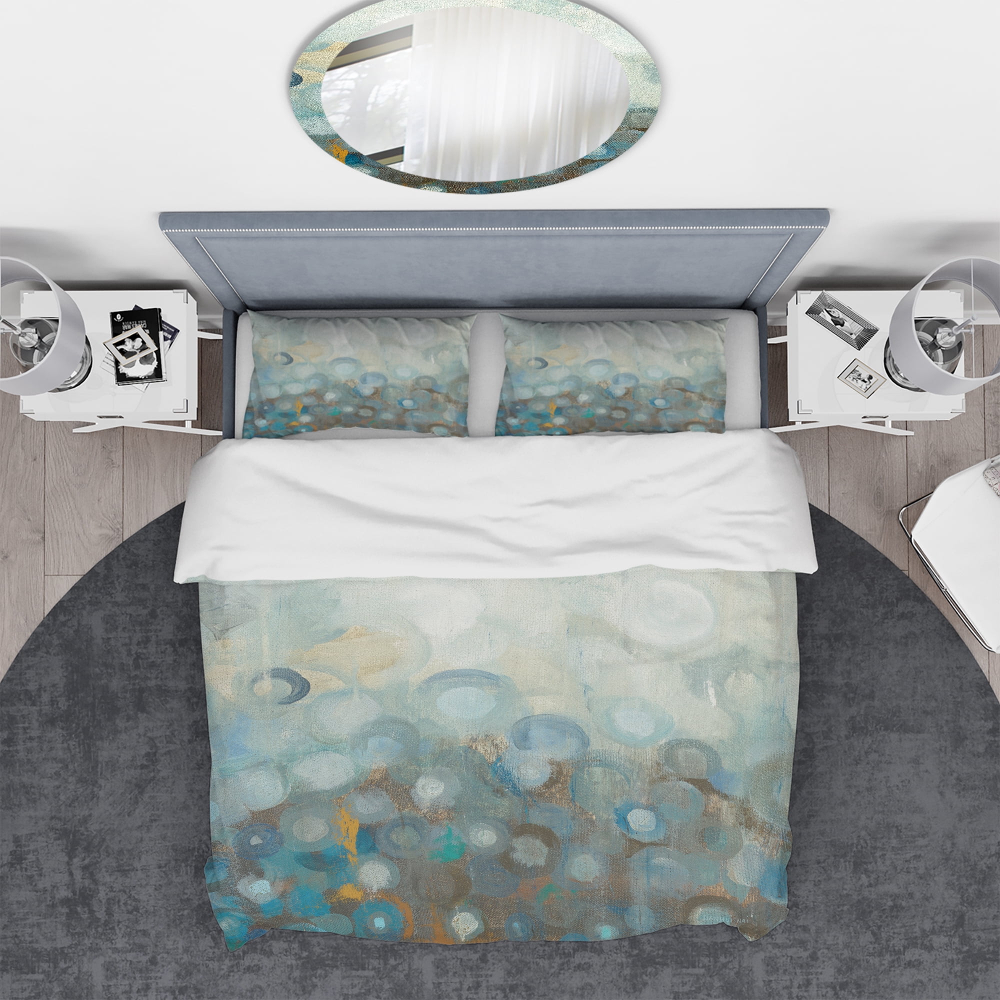 Designart 'Blue and Bronze Dots on Glass II' Geometric Duvet Cover Set