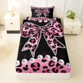 thumbnail image 3 of Erosebridal 3D Print Pearl Bowknot Twin Sheet Sets 3pcs for Teens,Girls Vintage Leopard Print Bedding,Breathable Home Decor, 3 of 5