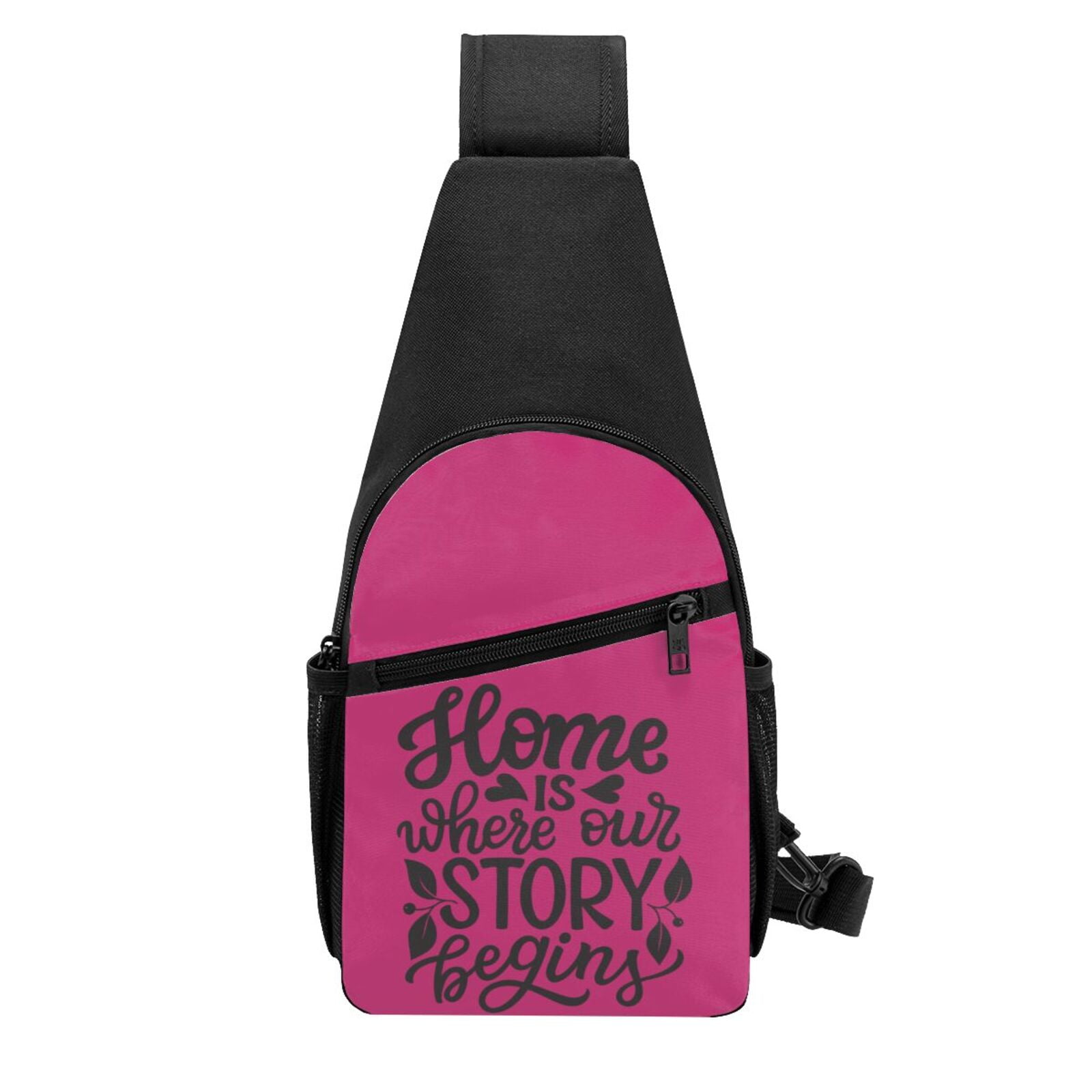 Xecao's Home is Where Our Story Begins Print Sling Bag: A Versatile Chest, Shoulder, and Crossbody Backpack for Casual Days Out, Perfect for Both Men and Women