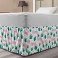 thumbnail image 1 of Summer Bed Skirt, Seasonal Pattern with Polka Dots and Exotic Plant Leaves Hawaiian Scene, Elastic Bedskirt Dust Ruffle Wrap Around for Bedding Decor, 4 Sizes, Pale Pink Green White, by Ambesonne, 1 of 2