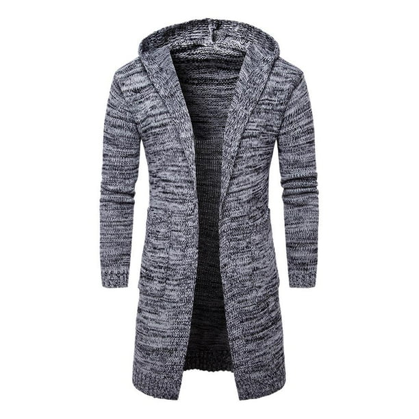 Sueter Largo De Otono Para Hombre Cardigans De Punto Grueso A La Moda Abrigo Con Capucha Para Hombre Likrtyny Caballero Walmart en linea