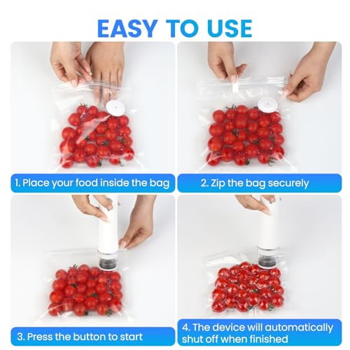 Preserve Compact Vacuum Sealer for Food (Vacuum Sealer Machine + 20 Reusable Vacuum Bags) Powerful Handheld Vacuum Sealer Machine, Seal Meal Saver, Portable Food Sealer
