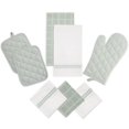 thumbnail image 1 of Mainstays Kitchen Towel, Dishcloth, Oven Mitt, and Pot Holder 8 Pack Set, Sage, 100% Cotton, 1 of 6