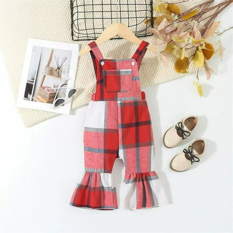 Hpgjzj Toddler Baby Girl Clothes Baby Girl Jumpsuit Flannel Plaid