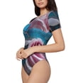 thumbnail image 2 of Haiem Blue Lipped Pit Viper And Three Pink Roses Women's Crew Neck Short Sleeve Bodysuit Tops Stretchy Slim Basic-XX-Large, 2 of 8
