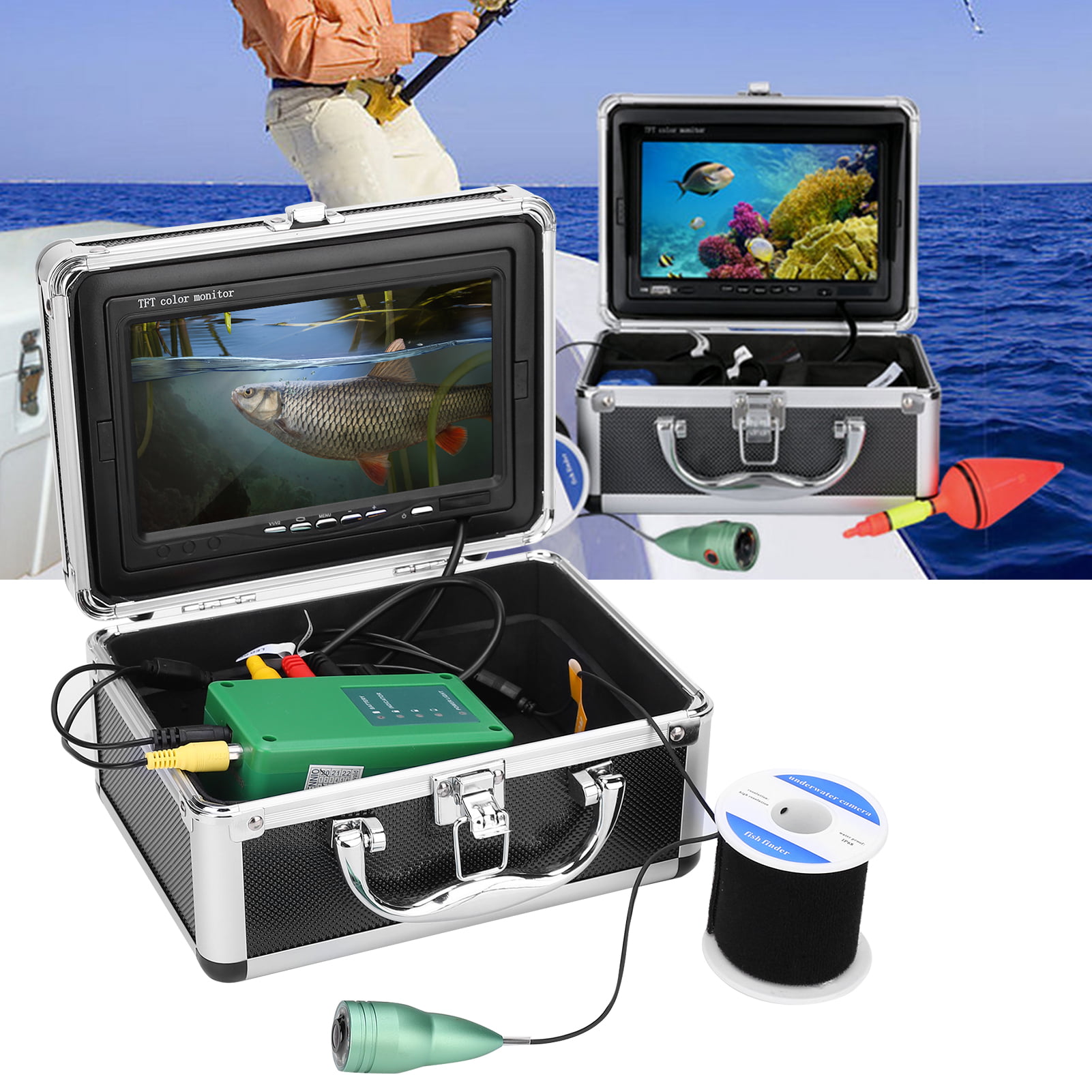 7" Monitor Underwater 50M Fish Finder Sea/Ice Ocean Fishing Camera 1000TVL 50M 