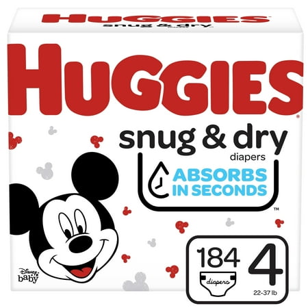 Huggies Snug & Dry Baby Diapers, Size 4, 184 Ct