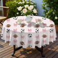 thumbnail image 4 of Football and Rugby Pink Pattern Round Tablecloth 70"x70", Wrinkle Resistant Wipeable Table Cover for Kitchen Dining Room Picnic Patio and Party, 4 of 6
