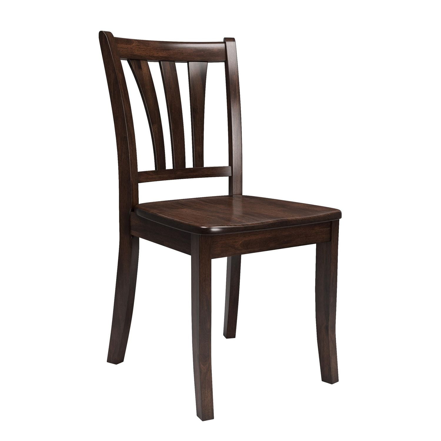 CorLiving Dillon Solid Wood Indoor Dining Chairs with High Slatted Backs, Dark Brown (Set of 2)