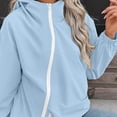 thumbnail image 5 of purcolt Women's Rain Jackets Diagonal Zip Long Sleeve Pullover Windbreaker Waterproof Hooded Jackets Casual Lightweight Oversized Travel Hiking with Kangaroo Pocket, 5 of 9