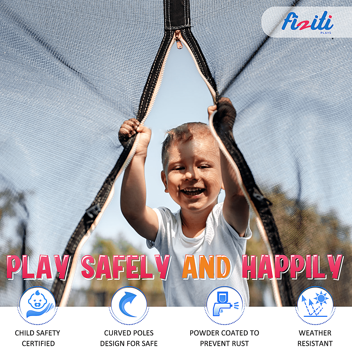 FIZITI 14FT Kids' Trampoline, 1400LBS, with Basketball Hoop