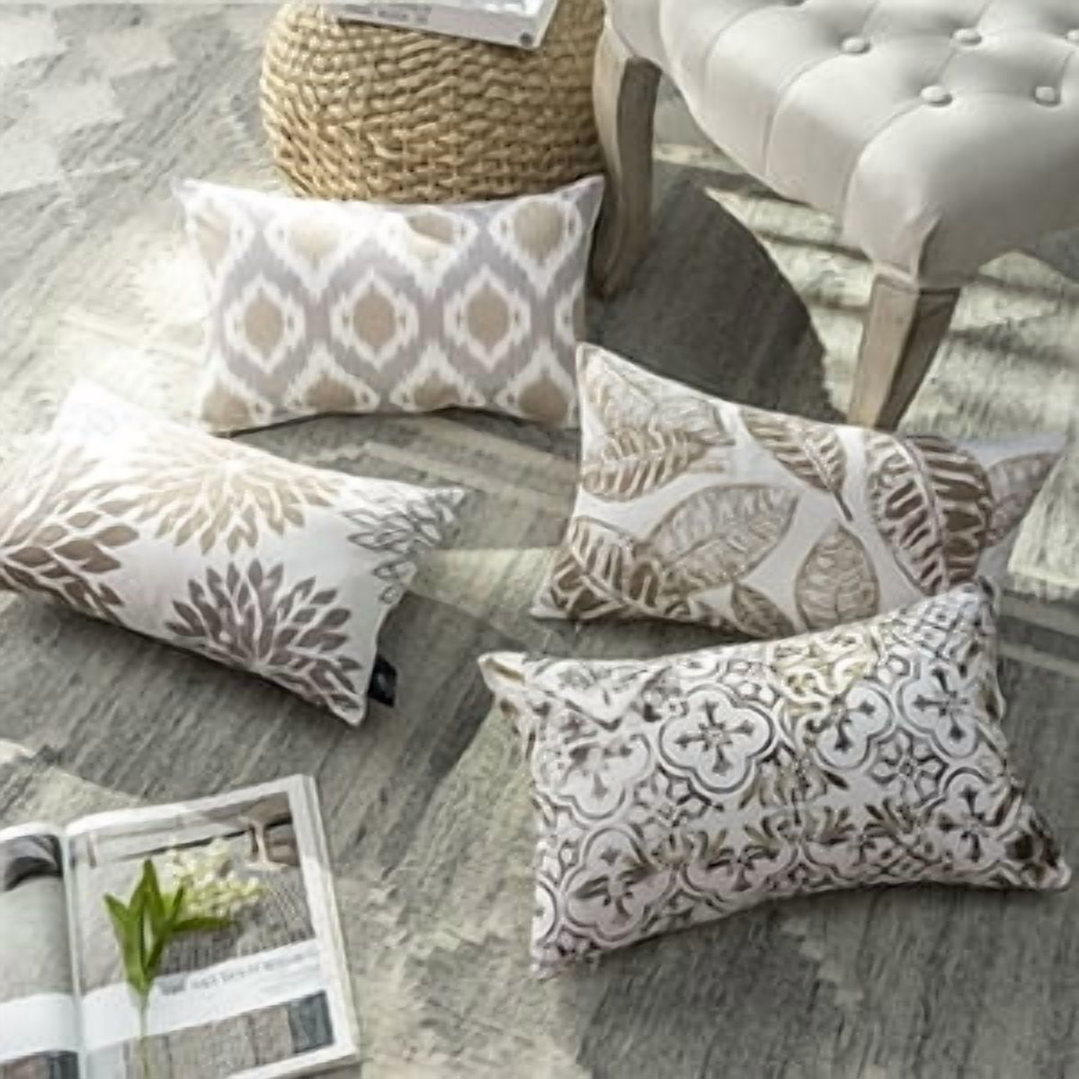 Phantoscope 12x20 Decorative Throw Pillow Covers, Light Coffee, Set of 4