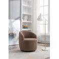 thumbnail image 5 of Teddy Fabric Swivel Barrel Chair with Curved Backrest and Armrest, Accent Armchair with Powder Coating Metal Base, Leisure Sofa Chair for Living Room Gaming Room Bedroom Office, Coffee Brown, 5 of 7