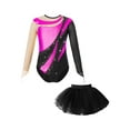 thumbnail image 3 of TiaoBug Kids Girls Ballet Dance Outfits Sparkle Long Sleeve Leotards with Tutu Skirt Figure Skating Performance Costume Hot Pink&Black 10, 3 of 7