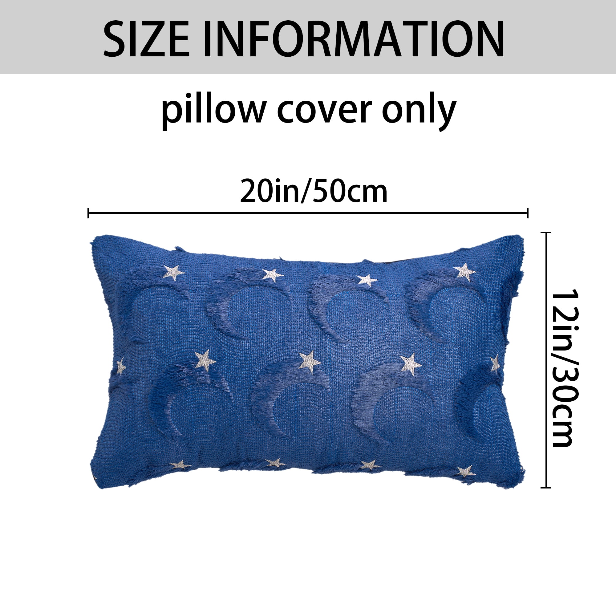 Unique Bargains Star Embroidered Throw Pillow Covers Pack of 2 Blue 20" x 12"