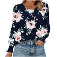 thumbnail image 6 of Felirenzacia Women’s Crew Neck Long Sleeve Dress Shirts Loose Fit Casual Tops, Tunic Pullover Fashion Fall Workwear,Navy,M, 6 of 6