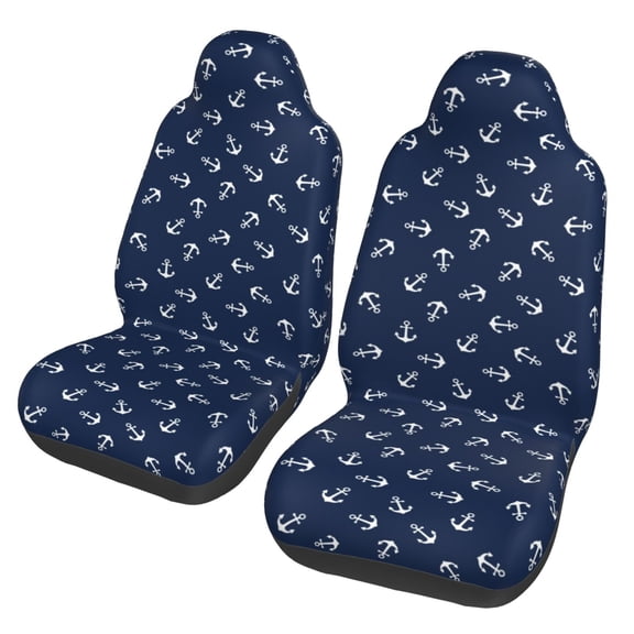 Honeii Nautical Themed Simple Anchors Print Car Seat Covers 2 Pieces, Full Set Universal Seat Covers for Cars, Waterproof Auto Seat Protectors