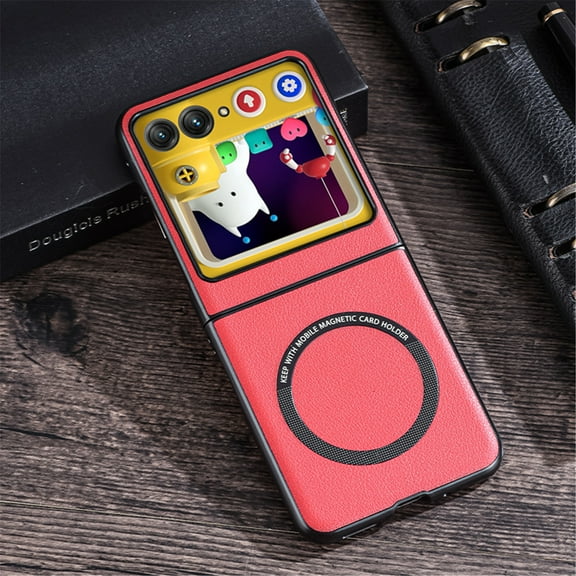 Allytech for Motorola Razr 40 Ultra MagSafe Case, Compatible with MagSafe Charging, Premium PU Leather Back TPU Edges Drop Proof Anti-Scratch Slim Case Cover for Motorola Razr 40 Ultra 5G 2023, Red