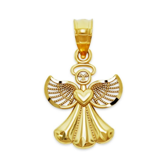 Charm America - Gold Angel with Heart Charm - 10 Karat Solid Gold