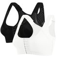 thumbnail image 2 of Womens Sports Bras 2PC Front Closure Compression Bras For High Sports Everyday Wireless Bra White M, 2 of 8