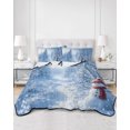 thumbnail image 2 of Quilts Queen Size Bedding Set, Blue Christmas Reversible Summer Quilt 3 Pieces, Xmas Snowman Trees Snowflake Forest Lightweight Bedspreads Coverlets with 2 Pillow Shams for All Seasons, 2 of 5