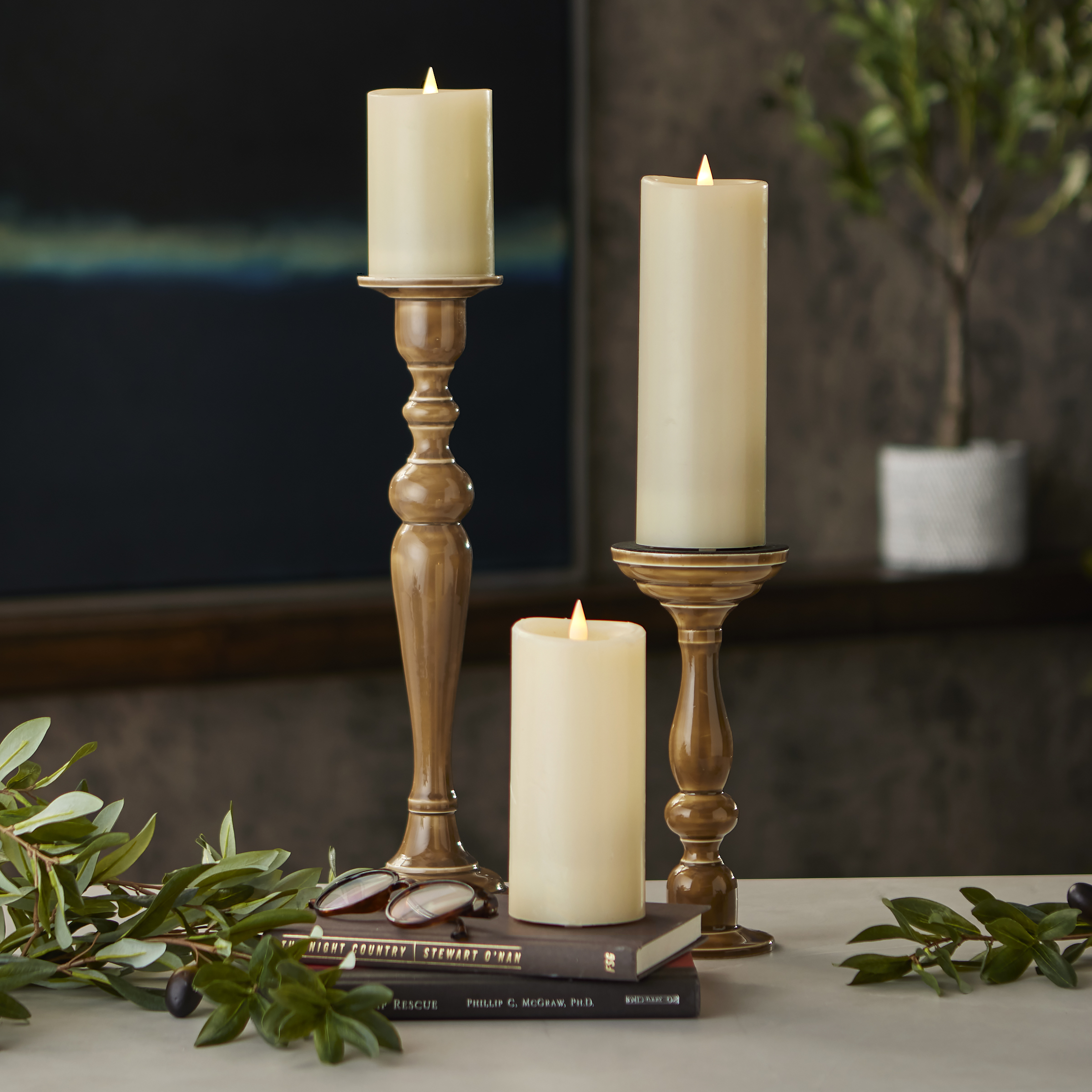 Classic Motion Flameless Candle 3pc Set - 3x5, 3x7, 3x9 Ivory