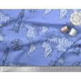 thumbnail image 2 of Soimoi Blue Cotton Duck Fabric Direction Compass & Lighthouse Map Printed Craft Fabric by the Yard 42 Inch Wide, 2 of 3