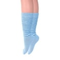 thumbnail image 2 of Long Cotton Lightweight Slouch Socks 3 PAIRS Light Blue Boot Socks Size 9-11, 2 of 7