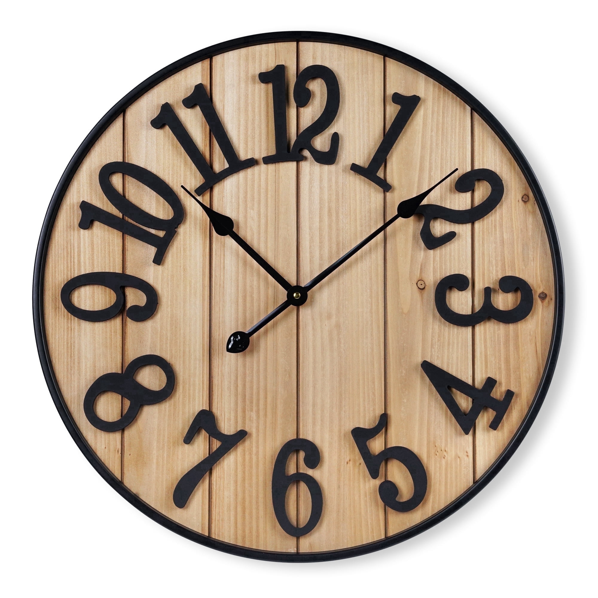 Mee 2ou 16Oversized Wall Clock,Silent Non‑Ticking,Battery Operated,Large Rustic Wood Decor for Bedroom,Living Room, Kitchen and Farmhouse-Arabic Numerals