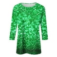thumbnail image 4 of Womens Sparkly Tops, 3/4 Sleeve Shirts for Women Fall Fashion Loose Fit Shiny Sequins Printed Crewneck T-Shirts, 4 of 4