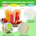 thumbnail image 3 of 150PCS Disposable Plastic Drinking Straws - Flexible Straws Disposable Long Colorful PP Plastic Striped Assorted Colors for Home Use Milk Juice Drinks, 3 of 4
