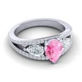 thumbnail image 3 of 2.00 Carat Pear Cut Pink Sapphire Gemstone & Natural Diamond Sparkle Bridal Ring for Ladies Solid 14K White Gold Size 7 by Diamond-Capitals, 3 of 8