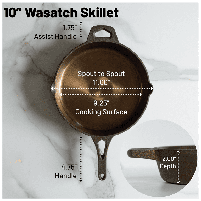Backcountry Iron 10-1/4 Inch Smooth Wasatch Pre-Seasoned Round Cast Iron  Skillet 