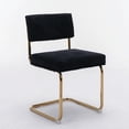 thumbnail image 3 of Furniture,Modern Dining Chairs with Corduroy Fabric,Gold Metal Base, Accent Armless Kitchen Chairs with Channel Tufting, Side Chairs, Set of 2, Black, 3 of 6
