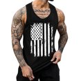 thumbnail image 1 of Hombres Moda Casual Día de la Independencia Impresión Suéter Cuello Redondo Deportes sin Mangas Tanque, 1 of 2