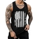 thumbnail image 1 of Hombres Moda Casual Día de la Independencia Impresión Suéter Cuello Redondo Deportes sin Mangas Tanque, 1 of 2