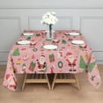 thumbnail image 3 of Pink Christmas Santa Pattern Square Tablecloth,Waterproof Square Table Cover,Wipeable Spillproof Washable Table Cover for Home Kitchen Party Decor 42"X42"(107x107cm), 3 of 6