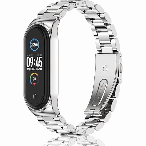 wonima11 Strap for Xiaomi Mi Band 6 Mi Band 5, Metal Strap Compatible with Mi Band 4 Mi Band 3 Replacement Wristband Stainless Steel Watch Band for Men Women