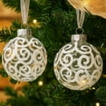 thumbnail image 2 of SLEETLY 12-Pack White Swirl Christmas Ball Ornaments – 3.15” Shatterproof Decorations for Holiday Xmas Tree Decor, 2 of 9