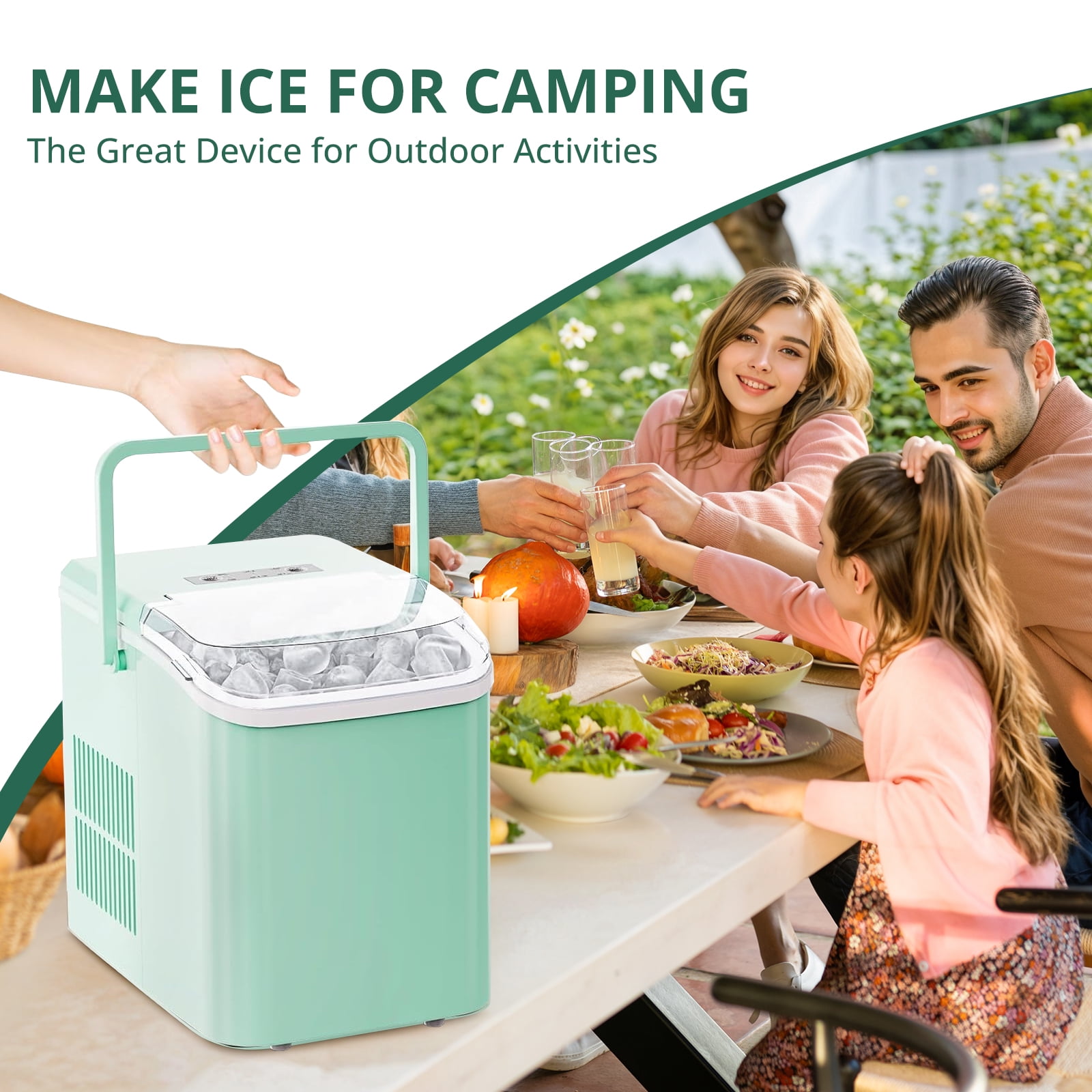 Atilioo Countertop Ice Maker with Handle, Ice in 6Mins, 26 Lbs/24H, 2 Sizes Bullet, Portable Ice Maker Machine with Self-Cleaning for Home/Bar/Camping/RV, Blue