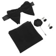 thumbnail image 4 of Juego de 5 lazos para corbata de fácil manejo, lazos de corbata clásicos y elegantes para hombre, gemelos cuadrados de bolsillo, ramillete para regalo de cumpleaños, color negro, 4 of 12