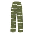 thumbnail image 5 of dazeni Linen Capris Pants for Women Casual Straight Leg Cropped Pants with Pockets Side Split Striped Elastic Waisted Trousers Summer Loungewear Army Green X-Large, 5 of 6