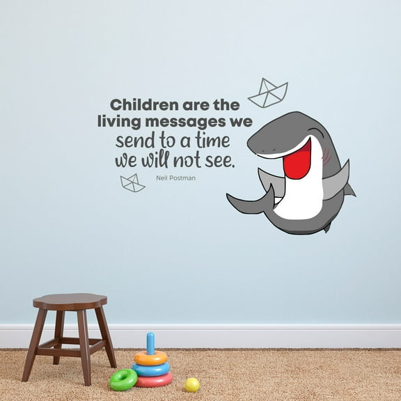 Children Cute Shark Life Quote Cartoon Quotes Decors Wall Sticker Art Design Decal for Girls Boys Kids Room Bedroom Nursery Kindergarten Home Decor Stickers Wall Art Vinyl Decoration (27x30 inch)