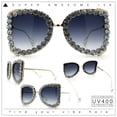 thumbnail image 2 of Womens Large Rhinestone Show Light Rim Trim Metal Rim Butterfly Sunglasses Gold Clear - Smoke, 2 of 8