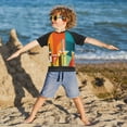 thumbnail image 3 of FORMRS Boys Rash Guard Short Sleeves Swim Shirt Quick Dry UPF 50+ Sun Protection, Sizes 3-12T, Colorful Cocktails, 3 of 6