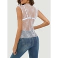 thumbnail image 6 of Niusricy Women Sexy Mesh Sheer Tank Tops Ladies Sleeveless T-Shirts Lace Floral Mock Neck Shirts See-Through Casual Vests Summer Fashion Comfy Tops Streetwear for Bar Club, 6 of 6