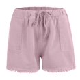 thumbnail image 6 of LIIPEE Women Jean Shorts Elastic High Waisted Drawstring Tassels Denim Shorts With Pockets Female Comfort Daily Wear Going Out Shorts,Pink,S, 6 of 7